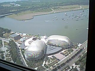 Aerial view of the Esplanade Theatres-on-the-bay